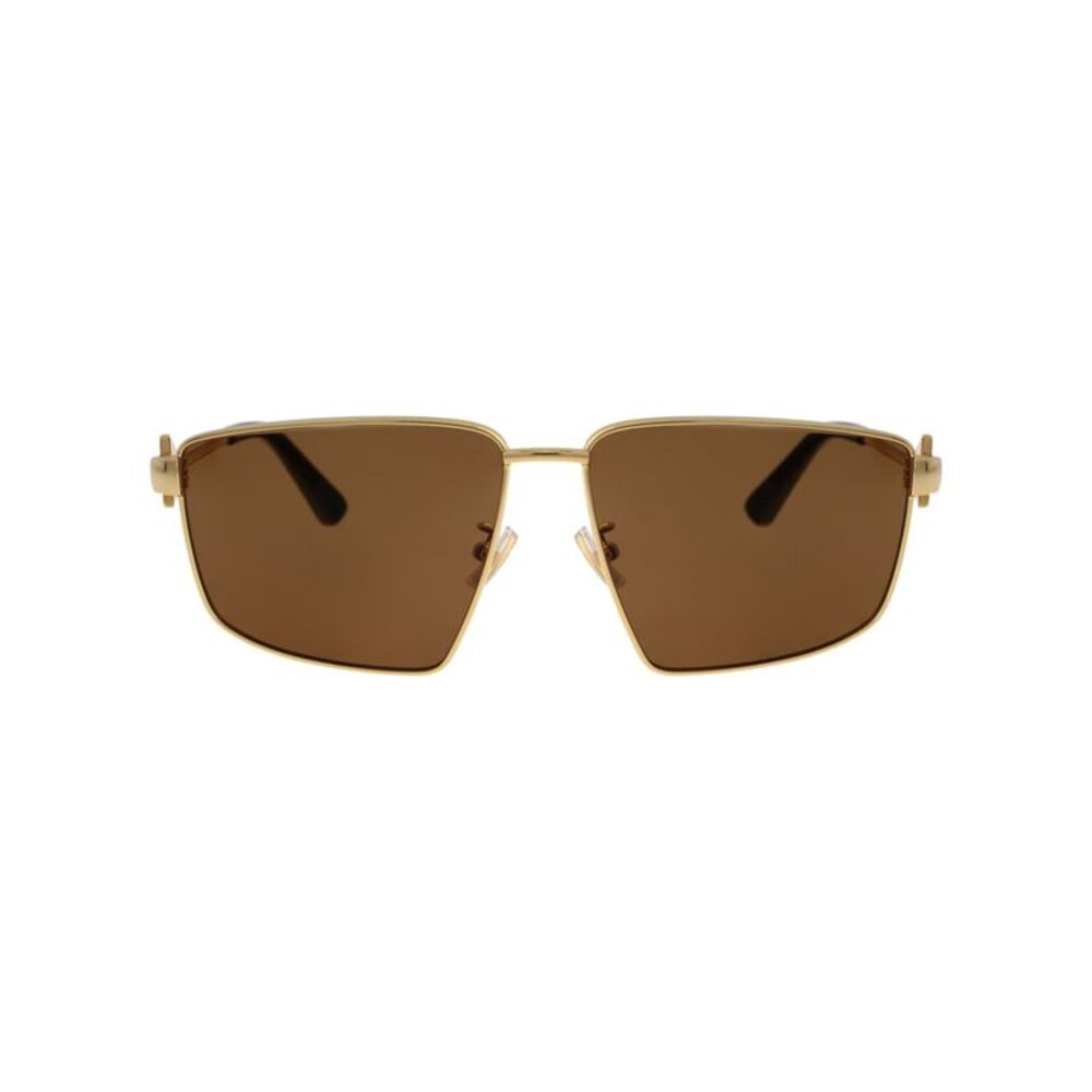 Bottega Veneta Square-Frame Metal Sunglasses Gold Womens